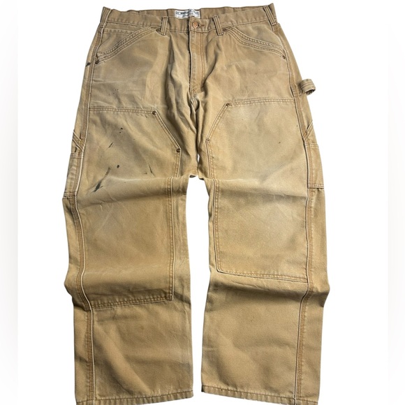 Levi’s Signature Workwear Carpenter Pants Men’s 38x30 Brown Canvas Double Knee - Picture 1 of 4